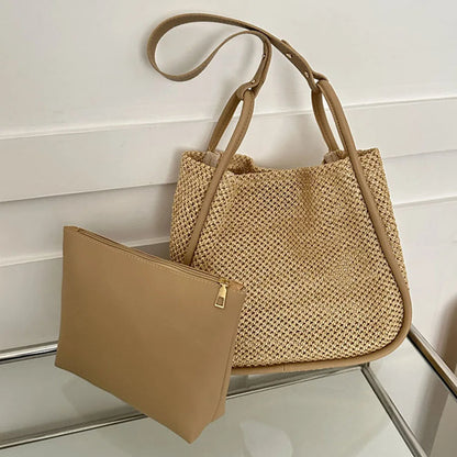 Lexi - Grote PU leren rieten tas