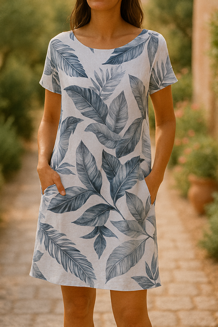 Casual korte jurk met elegante snit en zachte mouwen