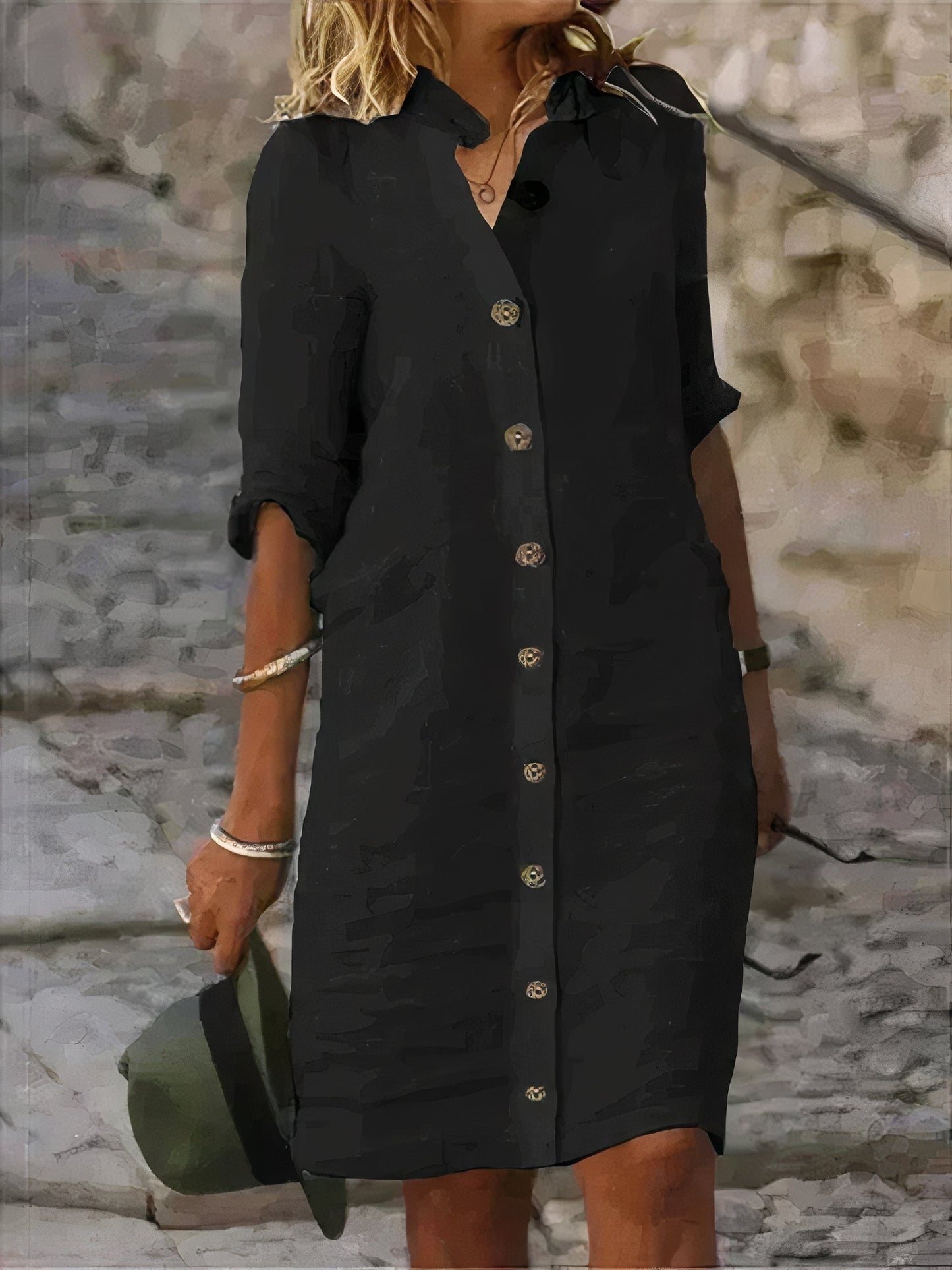 Casual zomerse linnen midi-jurk