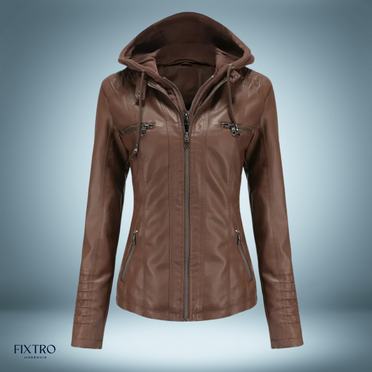 Lyra | Chique en comfortabele leren damesjas met capuchon