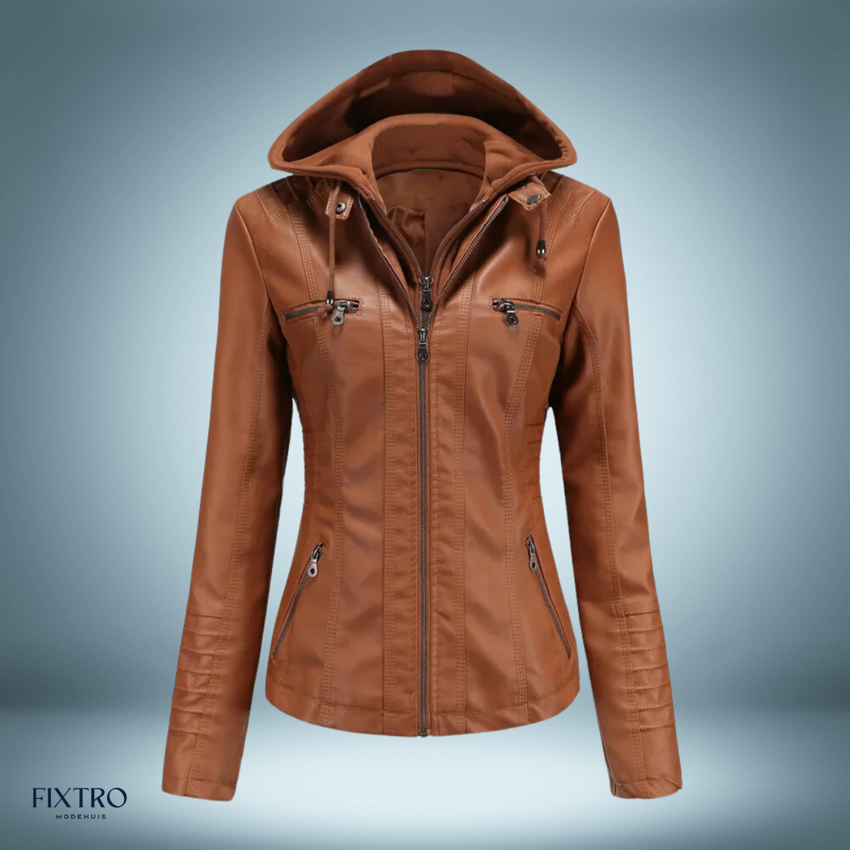 Lyra | Chique en comfortabele leren damesjas met capuchon
