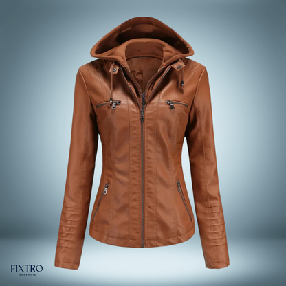 Lyra | Chique en comfortabele leren damesjas met capuchon