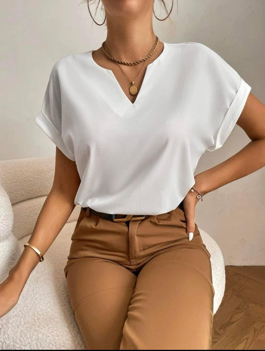 Venny Blouse | Eenvoudige blouse met korte mouwen