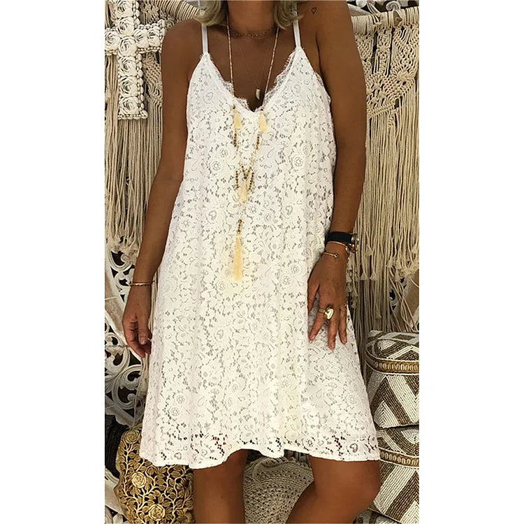 Strapless jurk met kanten details