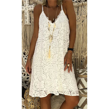 Strapless jurk met kanten details
