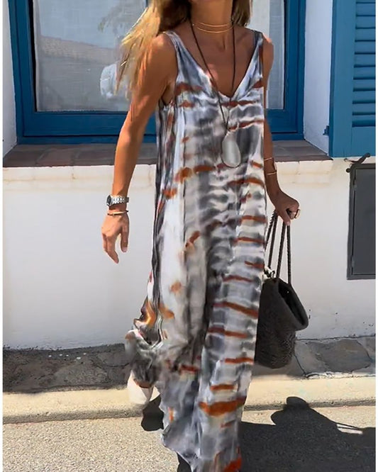 Mouwloze tie-dye zomerjurk