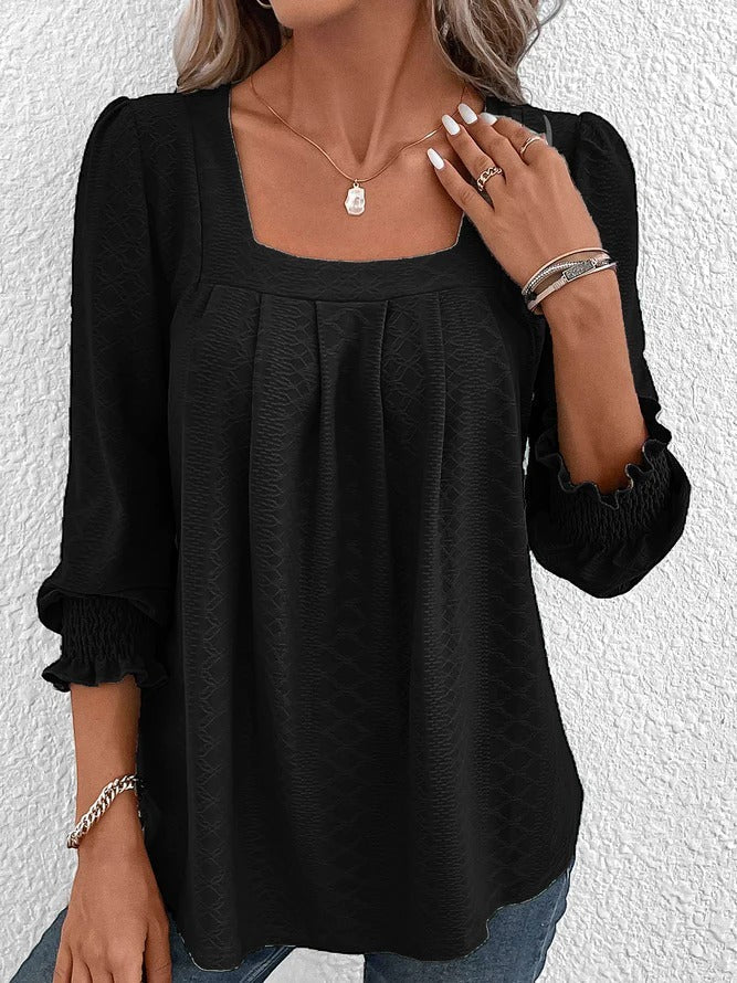 Sabrine Blouse | Katoenen Blouse met Vierkante Halslijn