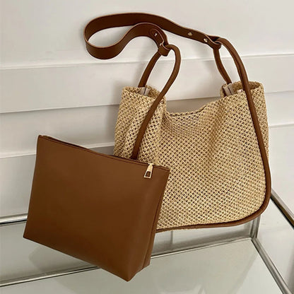 Lexi - Grote PU leren rieten tas