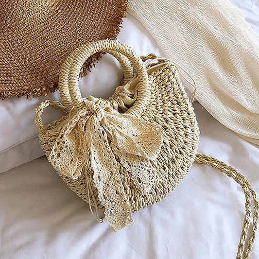 Melody - Bruine holle rieten tas