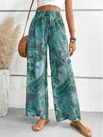 broek met digitale print en hoge staart