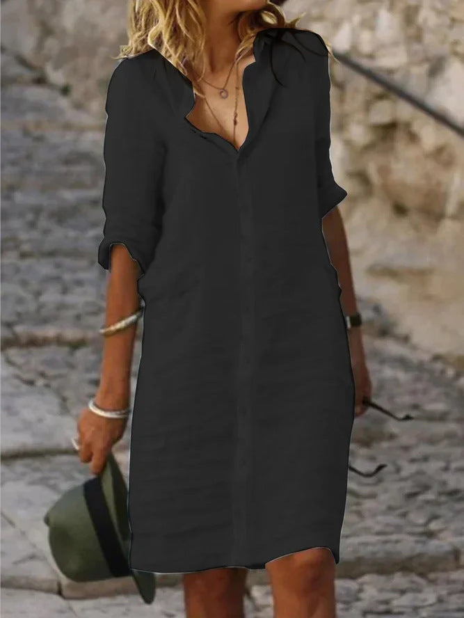 Button-down jurk met reverskraag