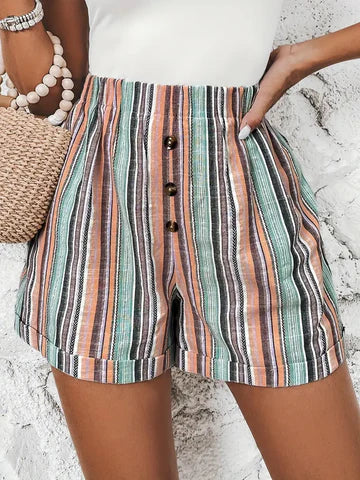 Korte broek met contrasterende strepen
