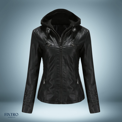 Lyra | Chique en comfortabele leren damesjas met capuchon