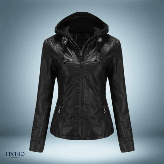 Lyra | Chique en comfortabele leren damesjas met capuchon