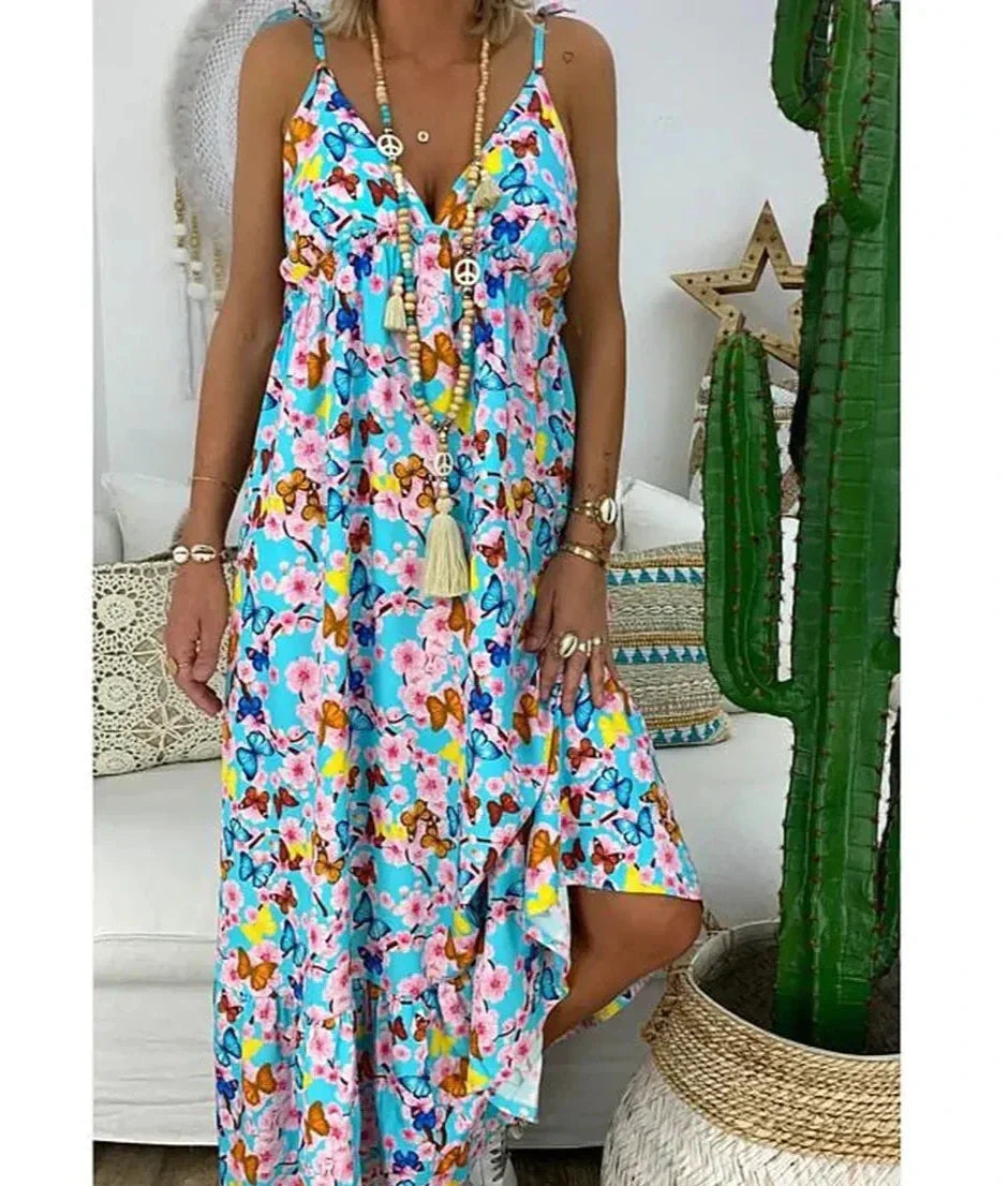 Strapless jurk met bloemenprint