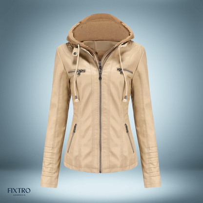 Lyra | Chique en comfortabele leren damesjas met capuchon