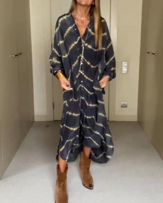 Lange jurk met boho strepen