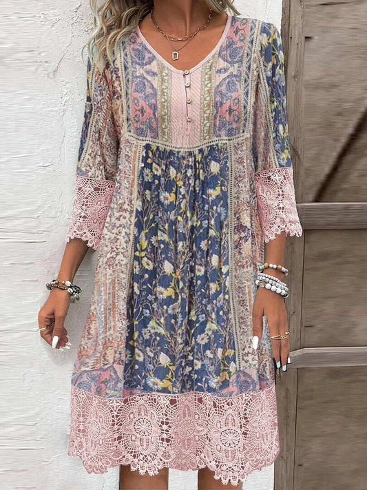 midi-jurk in bohemian stijl met delicate afwerking