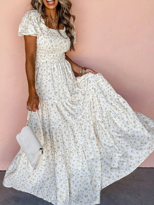 Witte velden maxi jurk