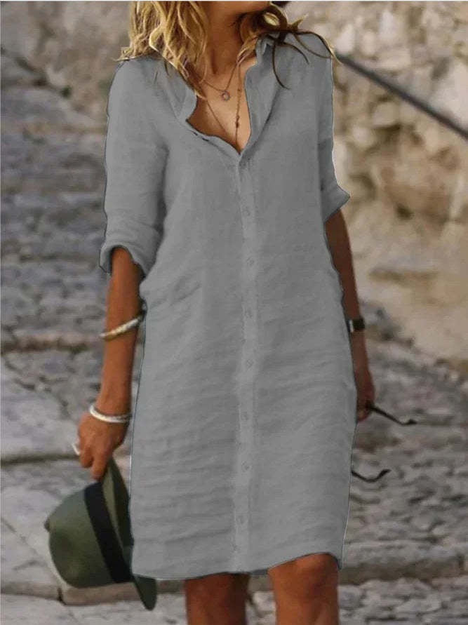 Button-down jurk met reverskraag