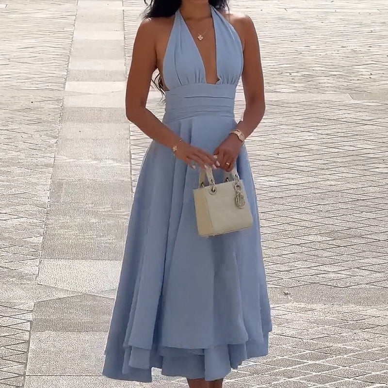 halterjurk in effen kleur, casual