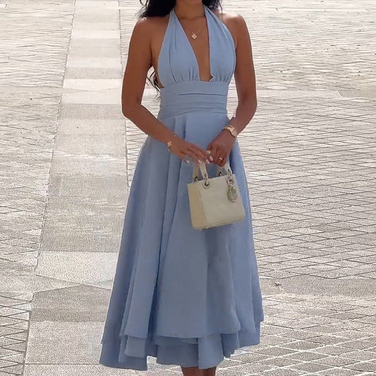halterjurk in effen kleur, casual
