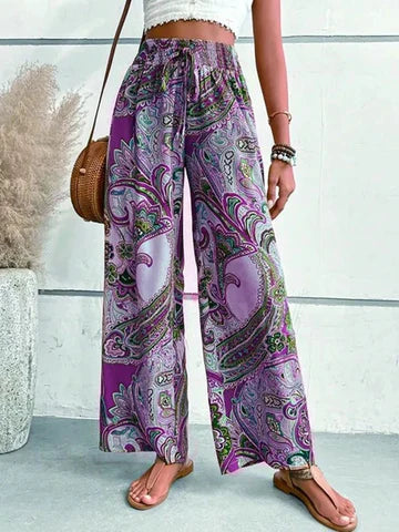 broek met digitale print en hoge staart