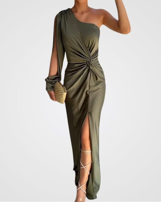 Elegante asymmetrische cocktailjurk met één mouw voor dames