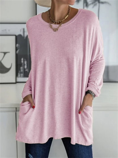 Losvallende blouse met zak voor alledaagse looks