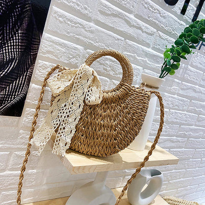 Melody - Bruine holle rieten tas