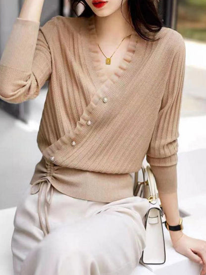 Emmy Blouse | Blouse met lange mouwen en V-hals