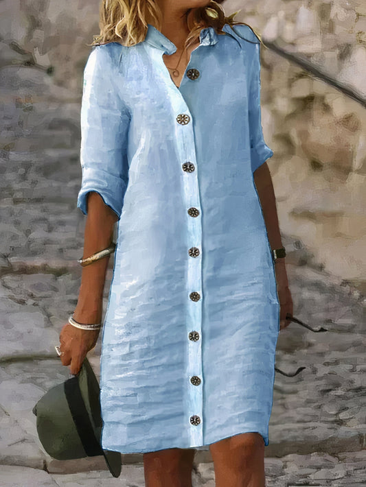 Casual zomerse linnen midi-jurk