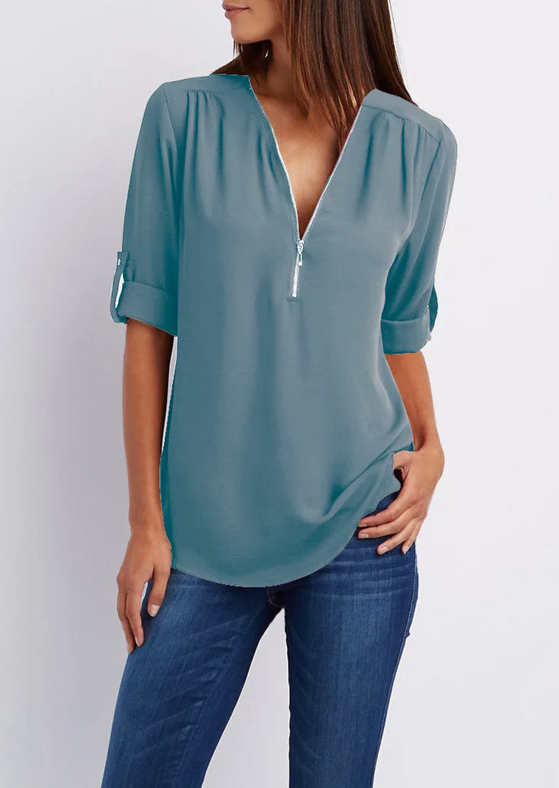 Leona | Elegante V-Hals Blouse voor Dames