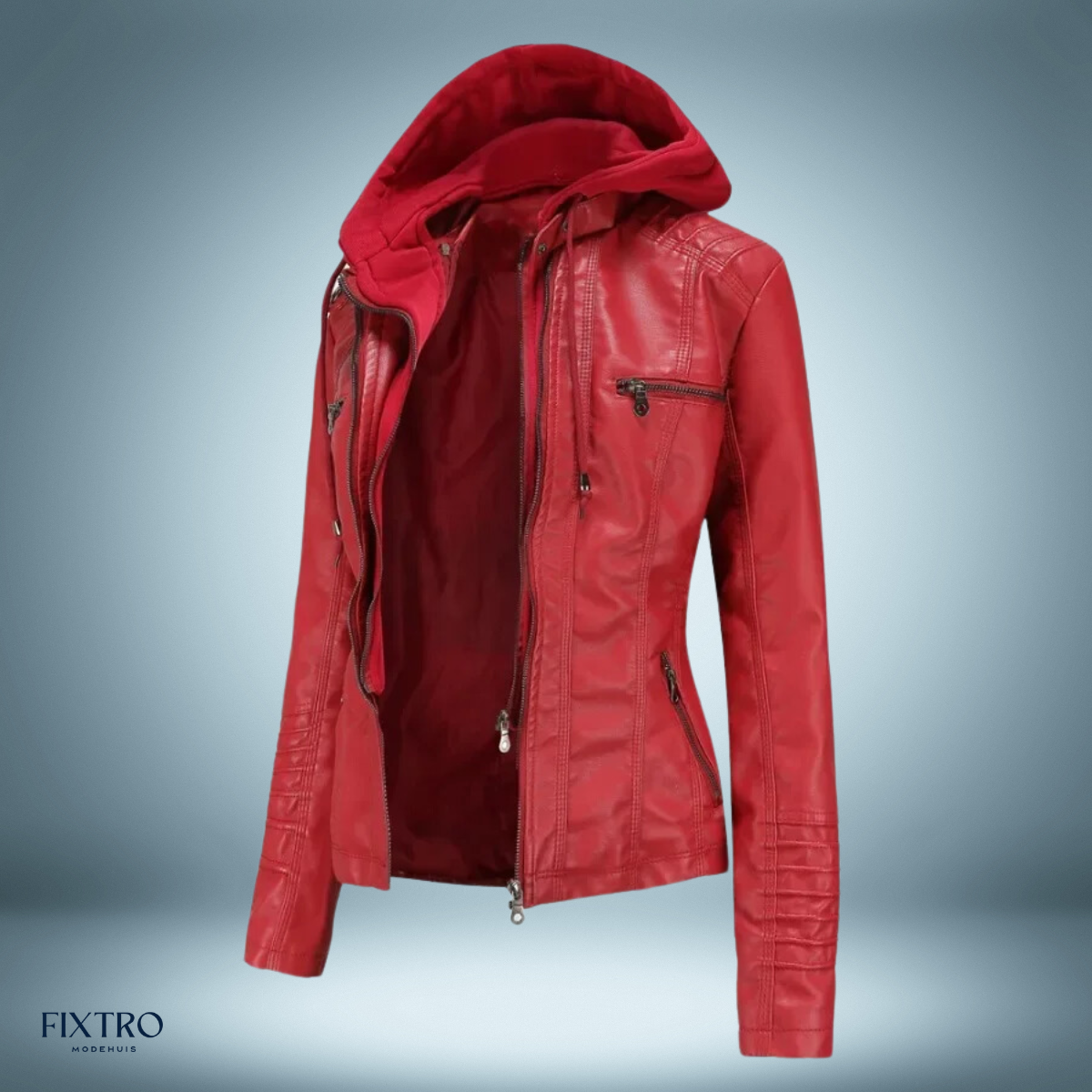 Lyra | Chique en comfortabele leren damesjas met capuchon