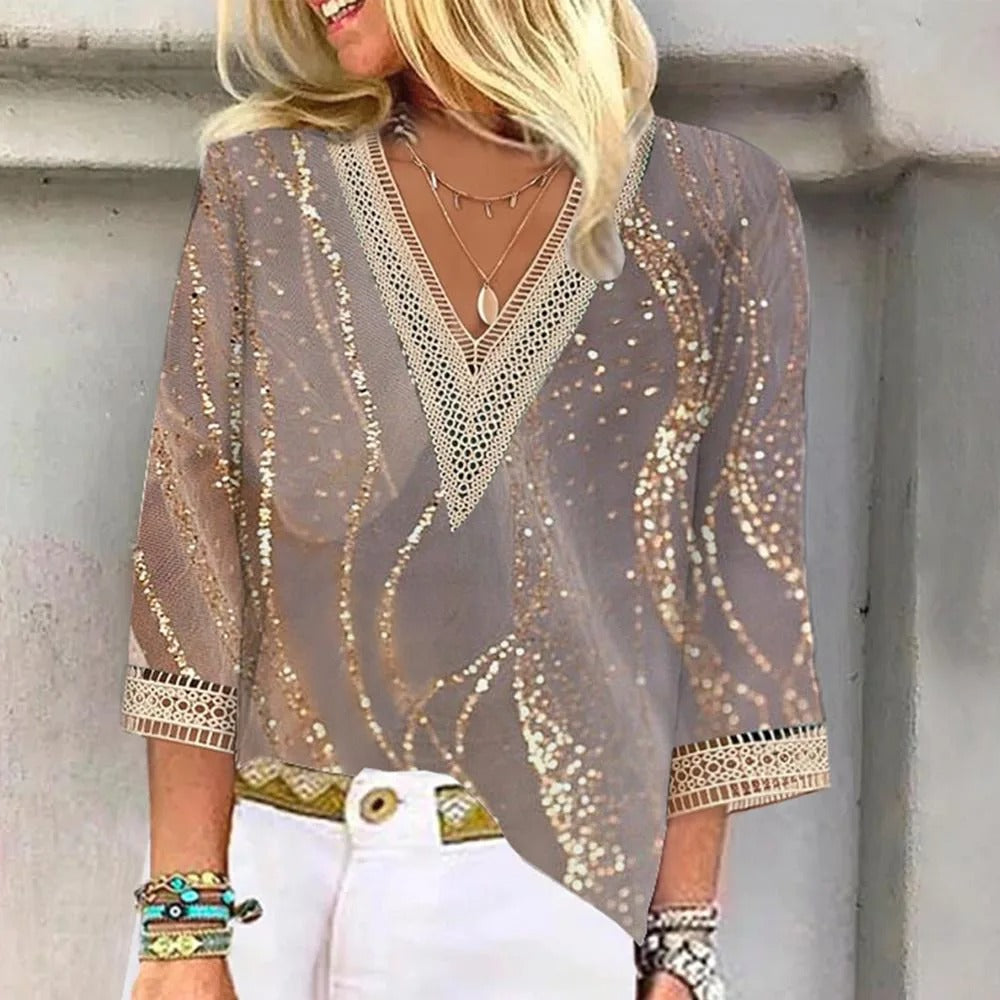 Luna | Boho-Chique V-Hals Zomerblouse