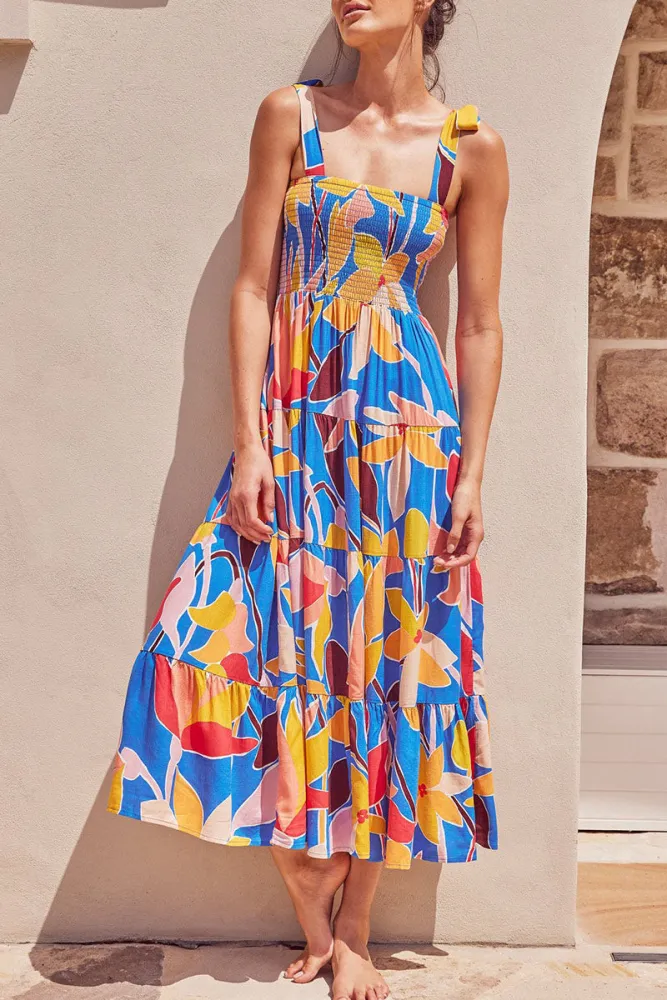 Jurk met print, dunne bandjes en trendy bohemian prints