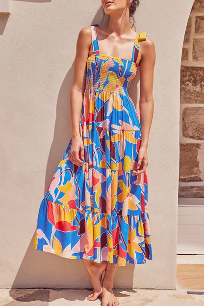 Jurk met print, dunne bandjes en trendy bohemian prints