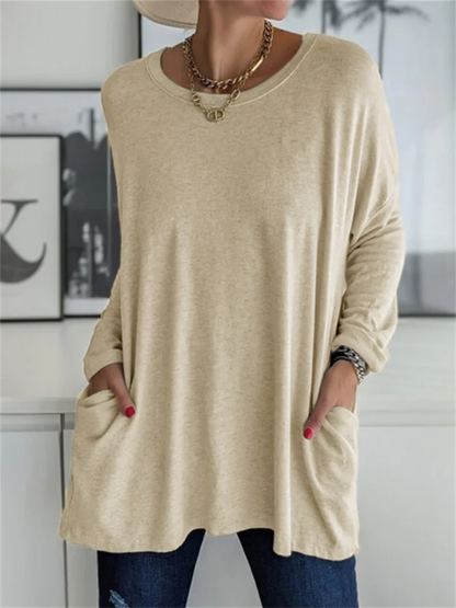 Losvallende blouse met zak voor alledaagse looks