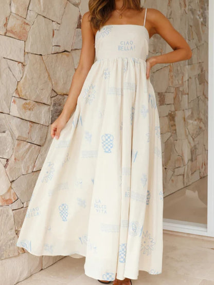Chill Vibes maxi-jurk met open rug en dunne bandjes