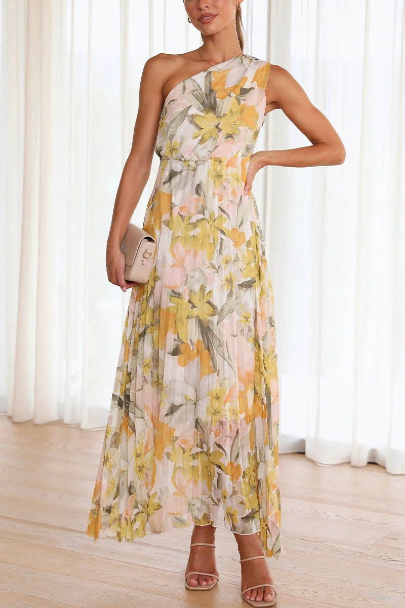 Gedrukte off-the-shoulder jurk