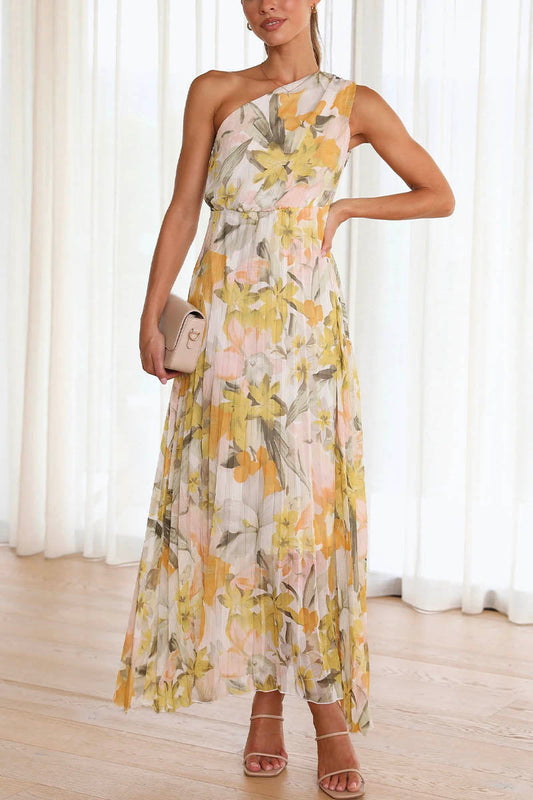 Gedrukte off-the-shoulder jurk