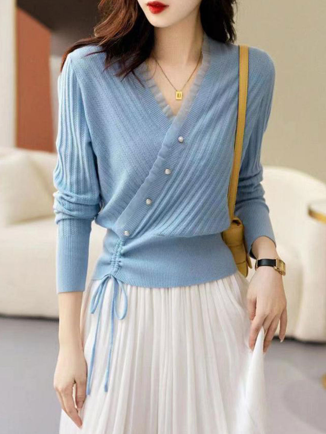 Emmy Blouse | Blouse met lange mouwen en V-hals