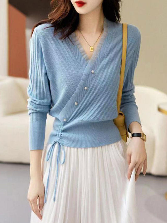 Emmy Blouse | Blouse met lange mouwen en V-hals