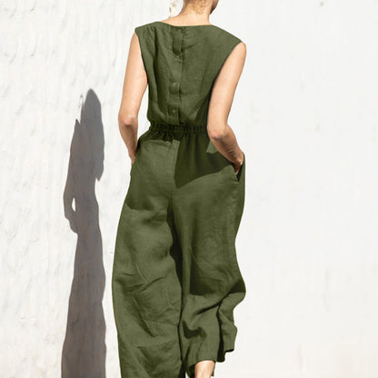 mouwloze loungekleding temperament jumpsuit