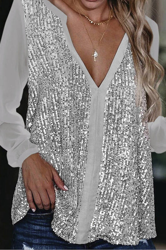 Uma Blouse | Glitter Blouse met lange mouwen