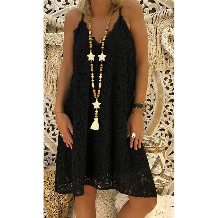 Strapless jurk met kanten details