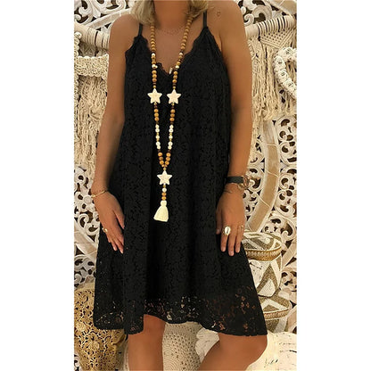 Strapless jurk met kanten details