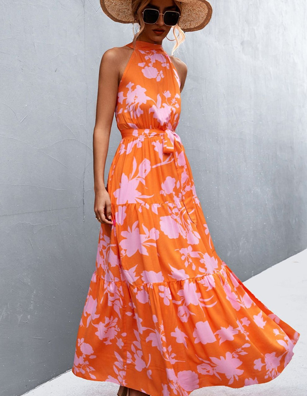Mouwloze jurk met zomerse print
