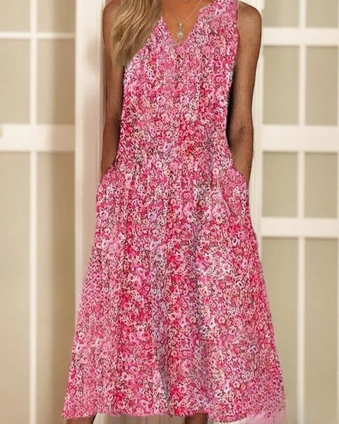 Maxi-jurk met losse pasvorm, bloemenprint en V-hals