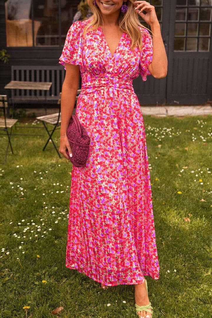 Elegante lange jurk met V-hals voor dames voor zomerfeesten